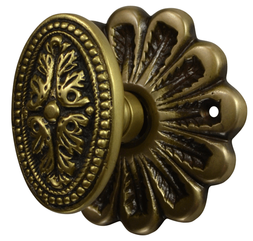 Maltesia Flower Rosette Door Set with Avalon Oval Door Knobs (Several Finishes Available) COPPER MOUNTAIN HARDWARE