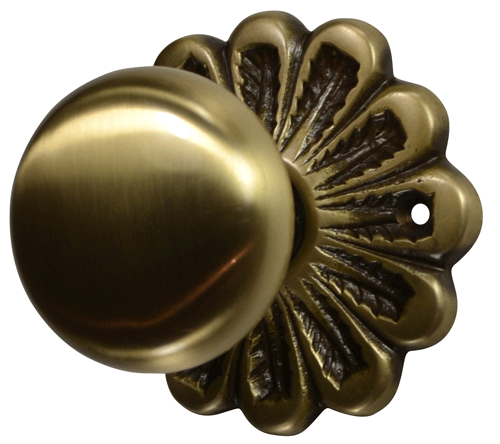 Maltesia Flower Rosette Door Set with Round Brass Door Knobs (Several Finishes Available) COPPER MOUNTAIN HARDWARE