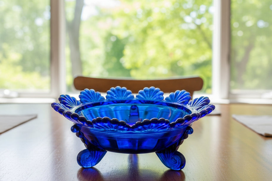 Footed Berry Bowl - Cobalt Blue Glass COPPER MOUNTAIN HARDWARE