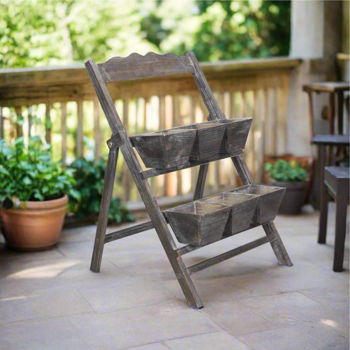 Emmeline 6 Slot Tiered Garden Stand - Brown CHEUNGS