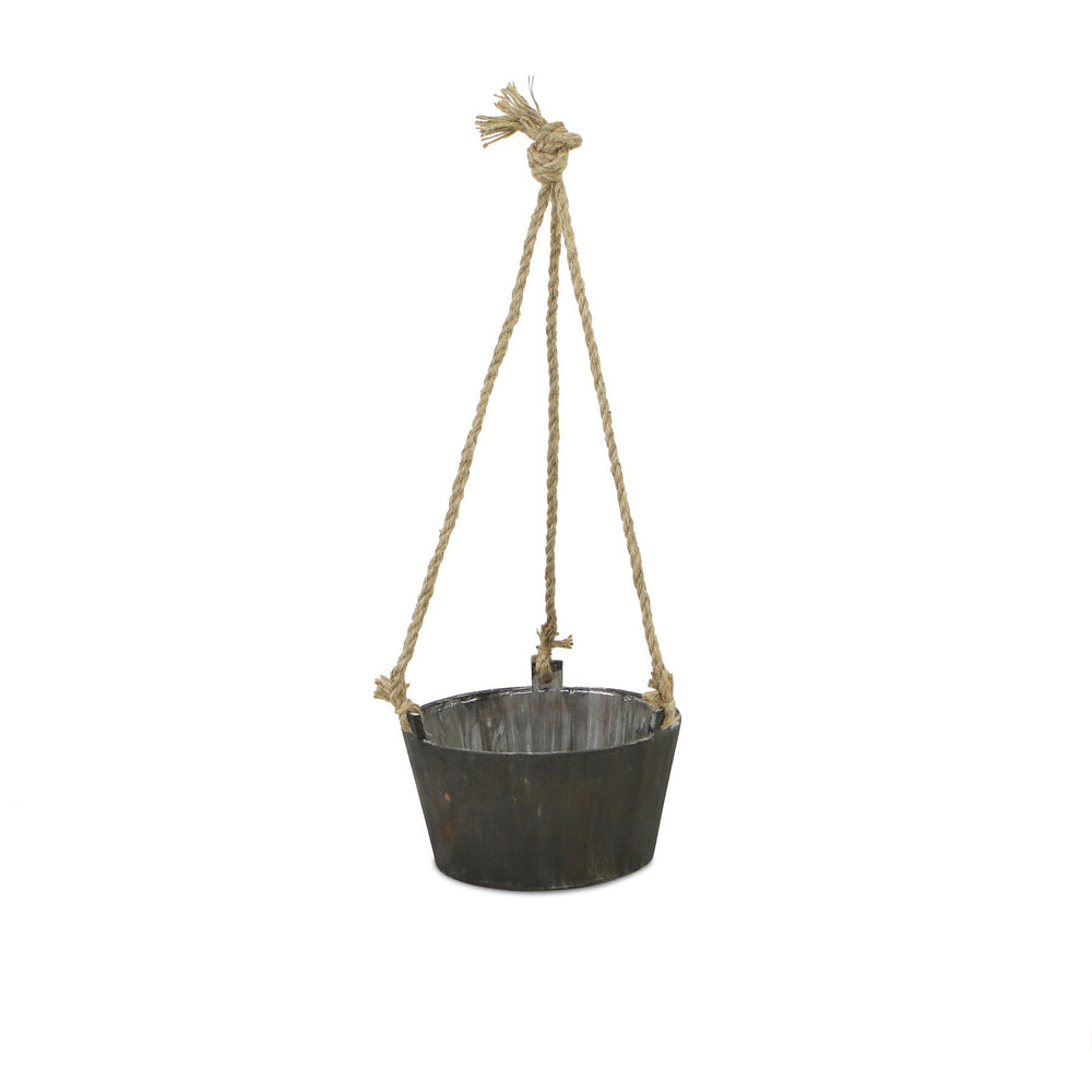 Calvin Round Wooden Rope Hung Planter CHEUNGS