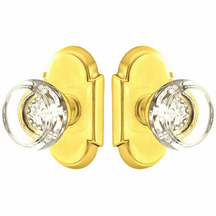 Crystal Georgetown Door Knob Set With # 8 Rosette (Several Finish Options) EMTEK