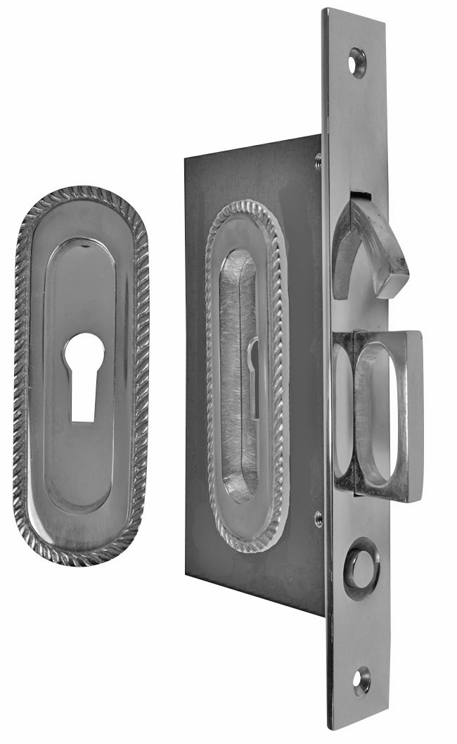 Georgian Oval Pattern Pocket Privacy (Lock) Style Door Set COPPER MOUNTAIN HARDWARE