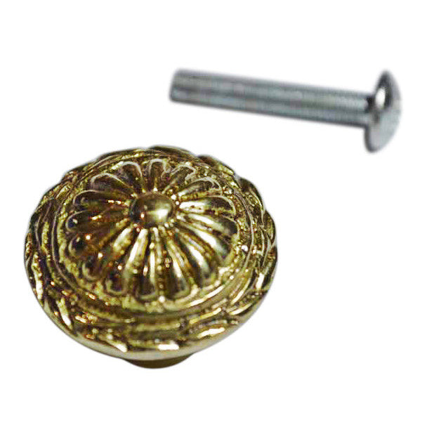 Georgian Rope Solid Brass Cabinet Knob (Polished Brass Finish) COPPER MOUNTAIN HARDWARE