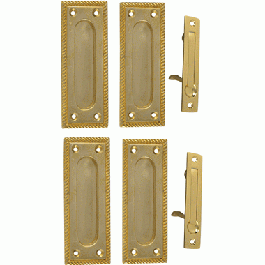 Georgian Square Double Pocket Passage Style Door Set (Polished Brass Finish) COPPER MOUNTAIN HARDWARE