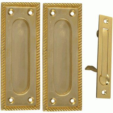 Georgian Square Single Pocket Passage Style Door Set (Polished Brass Finish) COPPER MOUNTAIN HARDWARE