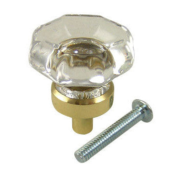 1 Inch Crystal Octagon Old Town Cabinet Knob (Polished Brass Base) COPPER MOUNTAIN HARDWARE