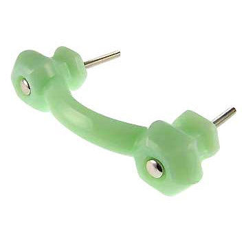 4 1/4 Inch Overall (3 Inch c-c) Jade or Jadeite (Milk Green) Glass Pulls COPPER MOUNTAIN HARDWARE