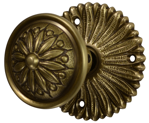 French Provincial Rosette Door Set with Floral Imprint Door Knobs (Several Finishes Available) COPPER MOUNTAIN HARDWARE