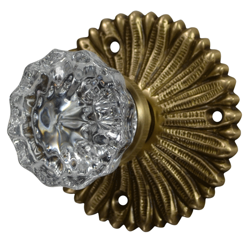 French Provincial Rosette Door Set with Crystal Fluted Door Knobs (Several Finishes Available) COPPER MOUNTAIN HARDWARE