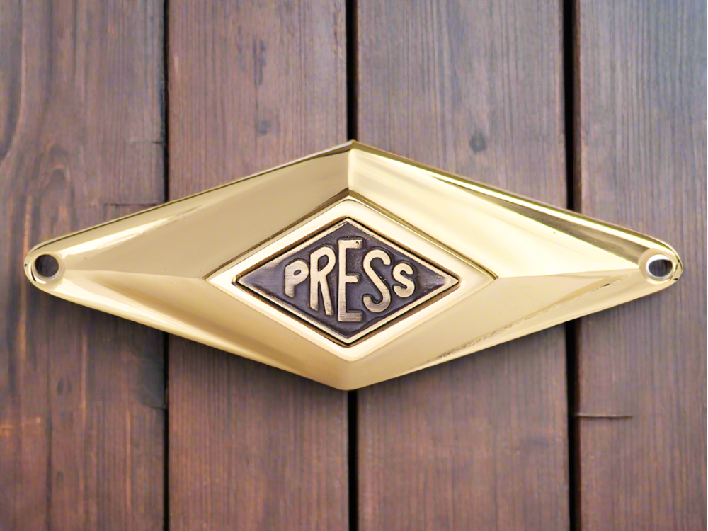 3 1/4 Inch Solid Brass Art Deco Diamond Doorbell COPPER MOUNTAIN HARDWARE