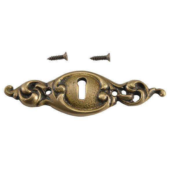 3 1/2 Inch Solid Brass Victorian Escutcheon (Antique Brass Finish) COPPER MOUNTAIN HARDWARE