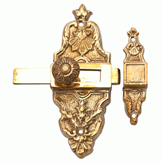 4 5/8 Inch Tall French Door or Cabinet Slide Bolt Latch (Polished Brass Finish) COPPER MOUNTAIN HARDWARE