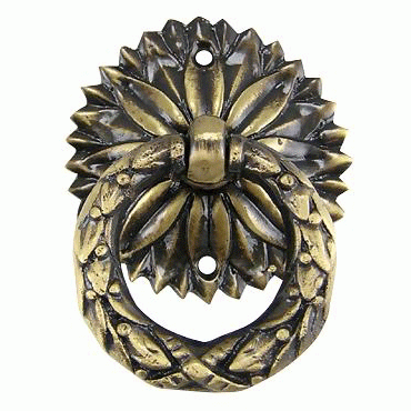 2 Inch Solid Brass Radiant Leaves Drawer Ring Pull (Antique Brass) COPPER MOUNTAIN HARDWARE