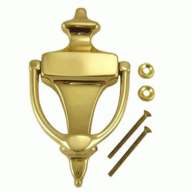 6 Inch (4 1/4 Inch c-c) Solid Brass Traditional Door Knocker (Polished Brass Finish) COPPER MOUNTAIN HARDWARE