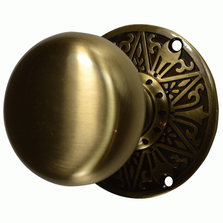 Eastlake Door Set With Round Brass Knob (Several Finishes Available) COPPER MOUNTAIN HARDWARE