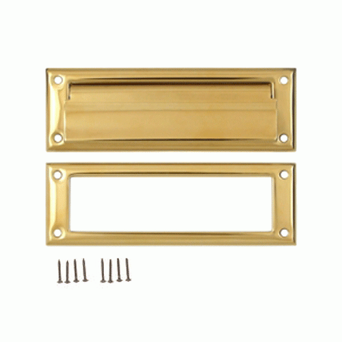 8 7/8 Inch Brass Mail & Letter Flap Slot (Lifetime Polished Brass Finish) DELTANA