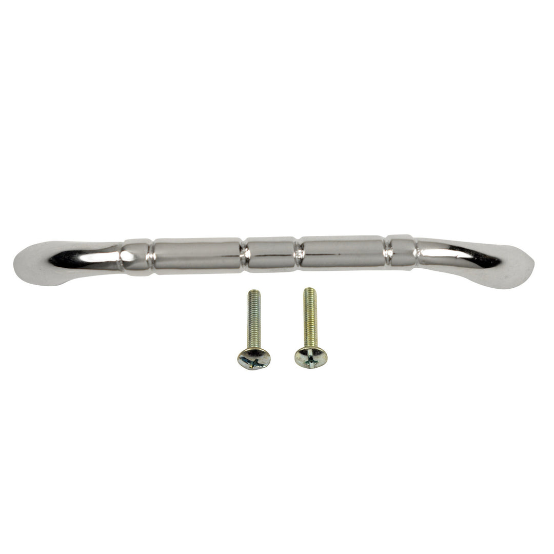 4 3/4 Inch Overall (4 Inch c-c) Solid Brass Traditional Pull (Polished Chrome Finish) COPPER MOUNTAIN HARDWARE