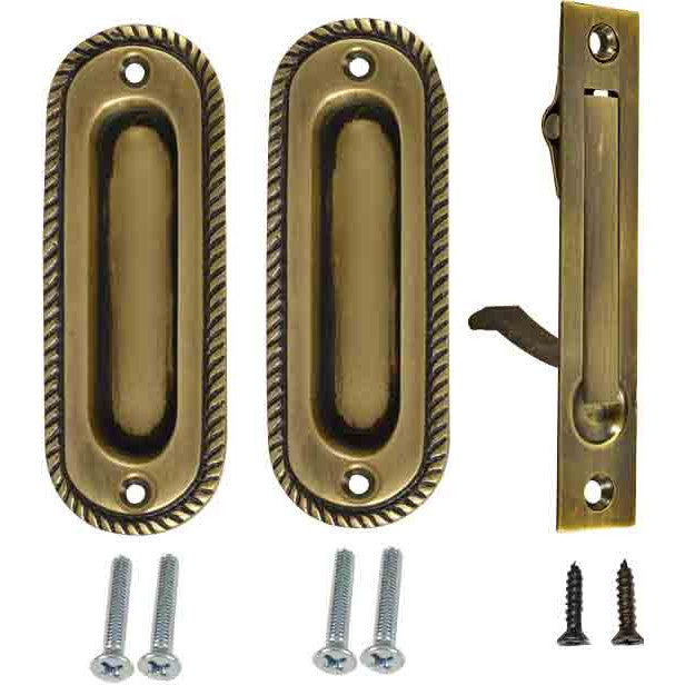 Georgian Single Pocket Passage Style Door Set (Antique Brass Finish) COPPER MOUNTAIN HARDWARE