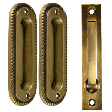 Georgian Single Pocket Passage Style Door Set (Antique Brass Finish) COPPER MOUNTAIN HARDWARE