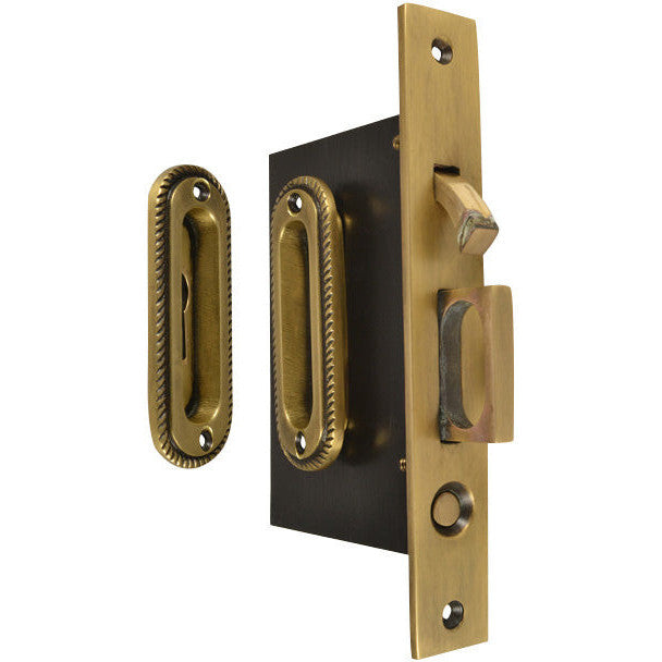 Georgian Oval Pattern Pocket Privacy (Lock) Style Door Set