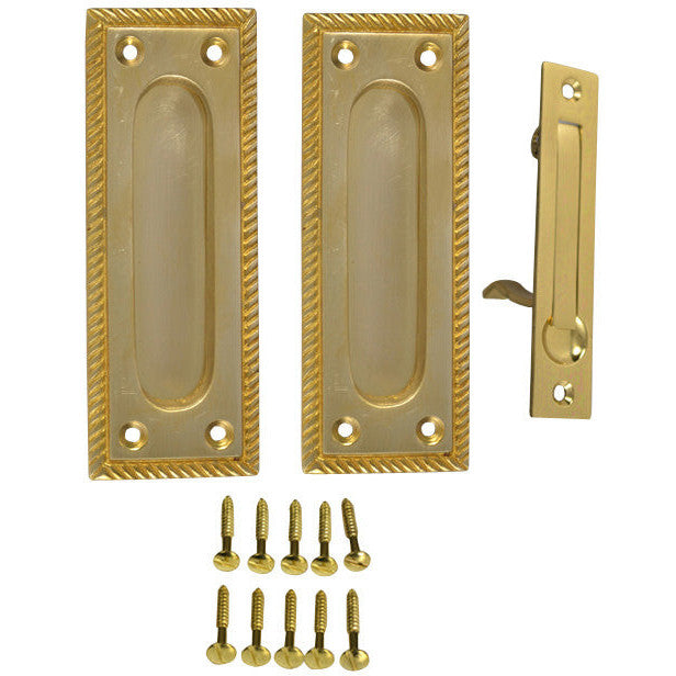 Georgian Square Single Pocket Passage Style Door Set (Polished Brass Finish) COPPER MOUNTAIN HARDWARE