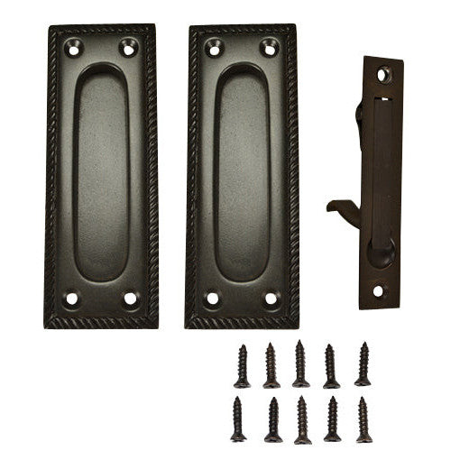 Georgian Square Single Pocket Passage Style Door Set (Oil Rubbed Bronze Finish) COPPER MOUNTAIN HARDWARE