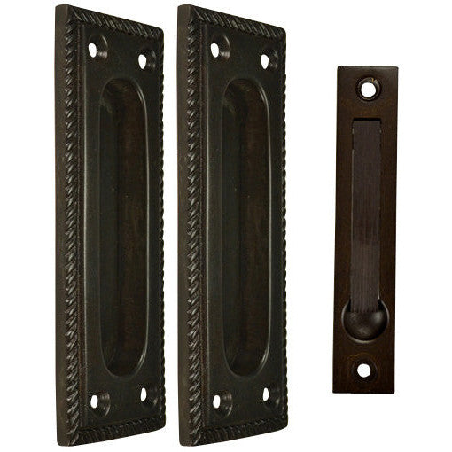 Georgian Square Single Pocket Passage Style Door Set (Oil Rubbed Bronze Finish) COPPER MOUNTAIN HARDWARE