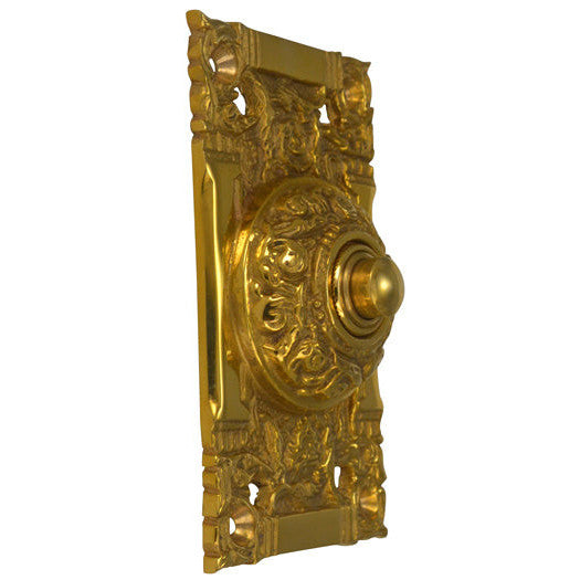 4 1/4 Inch Art Nouveau Solid Brass Doorbell (Polished Brass Finish) COPPER MOUNTAIN HARDWARE