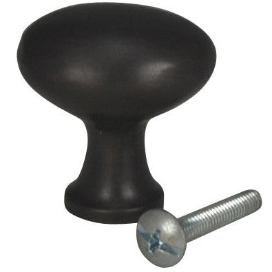 1 1/4 Inch Solid Brass Traditional Egg Shaped Knob (Oil Rubbed Bronze Finish) COPPER MOUNTAIN HARDWARE