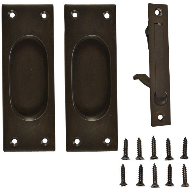 New Traditional Square Pattern Single Pocket Passage Style Door Set (Oil Rubbed Bronze Finish) COPPER MOUNTAIN HARDWARE