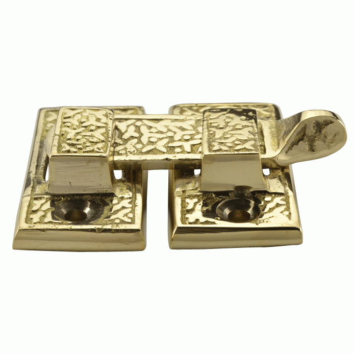 Solid Brass Rice Pattern Cabinet Latch (Several Finishes Available)