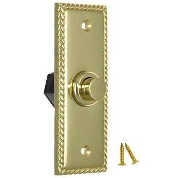 3 1/3 Inch Solid Brass Doorbell Button (Polished Brass Finish) DELTANA