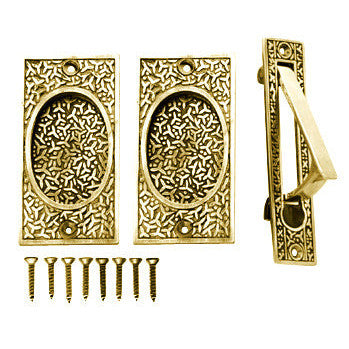 Rice Pattern Single Pocket Passage Style Door Set (Polished Brass) COPPER MOUNTAIN HARDWARE