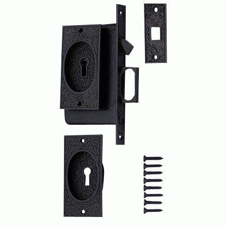 Rice Pattern Single Pocket Privacy (Lock) Style Door Set (Oil Rubbed Bronze) COPPER MOUNTAIN HARDWARE