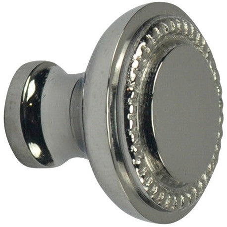 1 1/2 Inch Solid Brass Beaded Round Knob (Polished Chrome Finish) COPPER MOUNTAIN HARDWARE