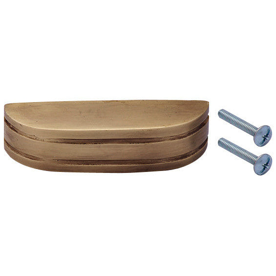 2 3/4 Inch Overall (2 1/2 Inch c-c) Solid Brass Art Deco Simple Cup Pull (Antique Brass Finish) COPPER MOUNTAIN HARDWARE