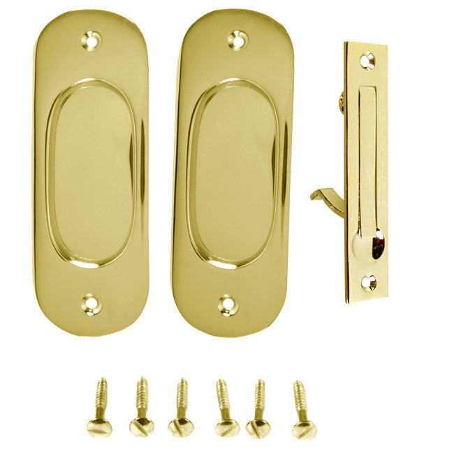 Traditional Oval Pattern Single Pocket Passage Style Door Set (Polished Brass Finish) COPPER MOUNTAIN HARDWARE