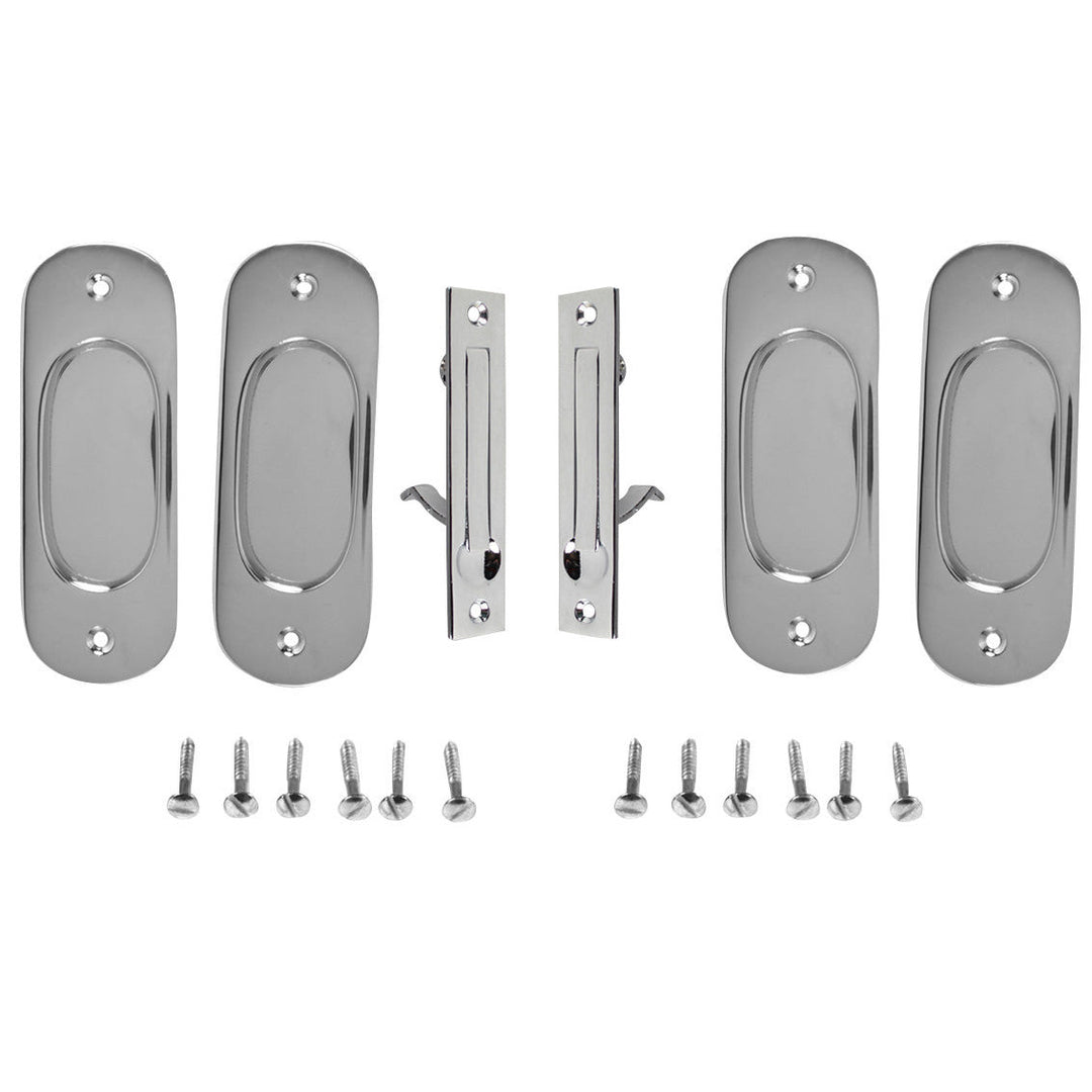 Traditional Oval Pattern Double Pocket Passage Style Door Set (Polished Chrome) COPPER MOUNTAIN HARDWARE