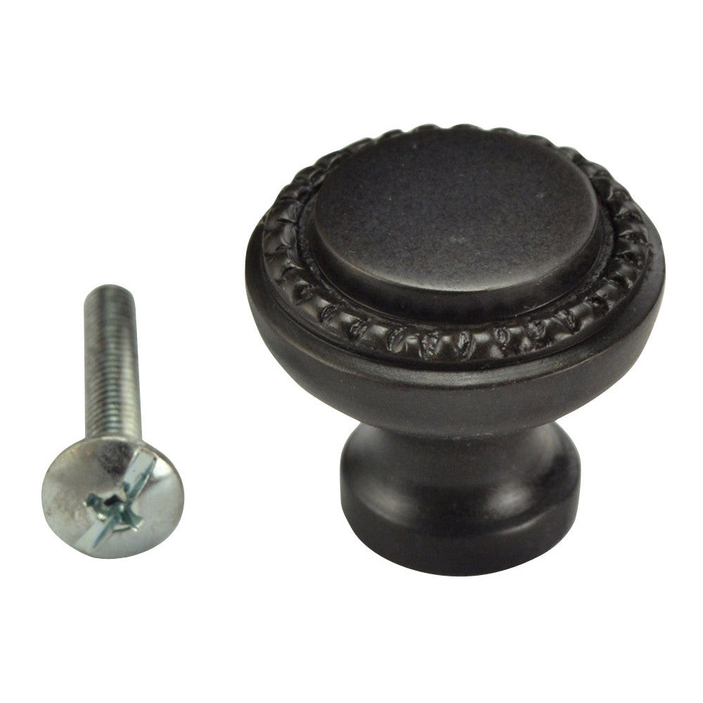 1 Inch Solid Brass Round Knob (Oil Rubbed Bronze Finish) COPPER MOUNTAIN HARDWARE