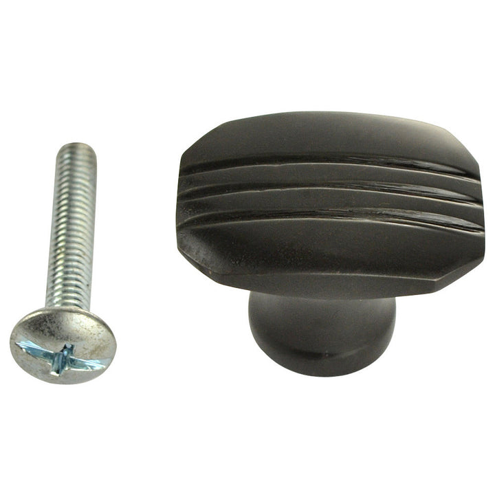 1 1/10 Inch Solid Brass Art Deco Style Lined Knob (Oil Rubbed Bronze Finish) COPPER MOUNTAIN HARDWARE