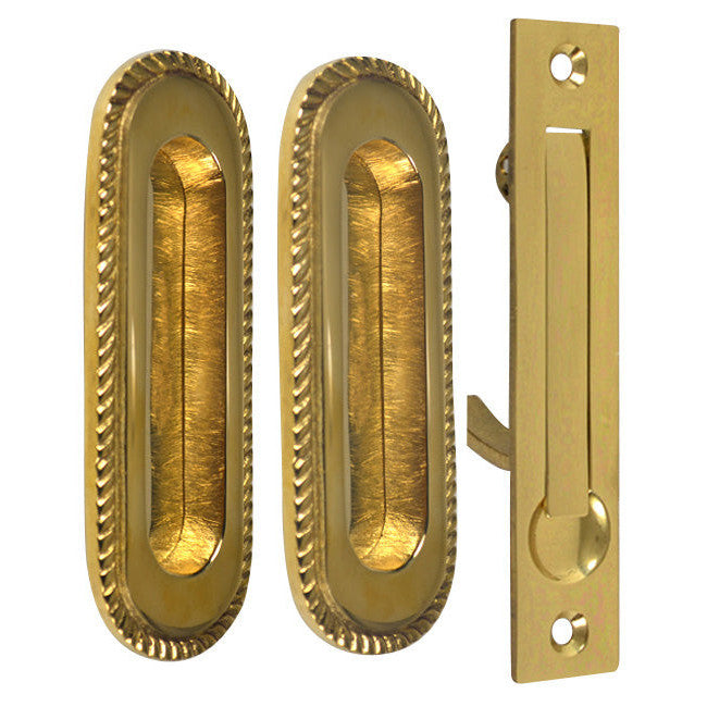 Georgian Oval Single Pocket Passage Style Door Set (Polished Brass Finish) COPPER MOUNTAIN HARDWARE