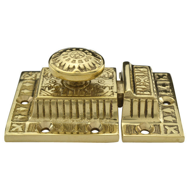 3 Inch Long Windsor Pattern Lost Wax Cast Cabinet Latch (Polished Brass Finish) COPPER MOUNTAIN HARDWARE