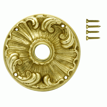 Romanesque Solid Brass Rosette Plate (Polished Brass Finish) Copper Mountain Hardware