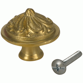 1 1/3 Inch Solid Brass Baroque / Rococo Knob (Polished Brass Finish) COPPER MOUNTAIN HARDWARE