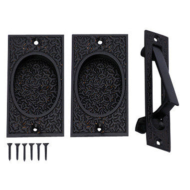 COPPER MOUNTAIN HARDWARE Rice Pattern Passage Style Door Set in Oil Rubbed Bronze by Copper Mountain Hardware