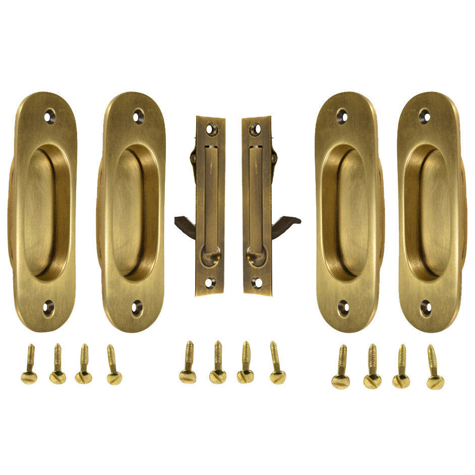 Traditional Oval Pattern Double Pocket Passage Style Door Set (Antique Brass) COPPER MOUNTAIN HARDWARE