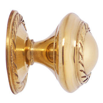 1 Inch Solid Brass Georgian Roped Round Knob (Polished Brass Finish) COPPER MOUNTAIN HARDWARE