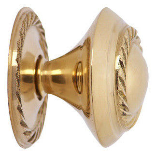 1 1/4 Inch Solid Brass Georgian Roped Round Knob (Polished Brass Finish) COPPER MOUNTAIN HARDWARE