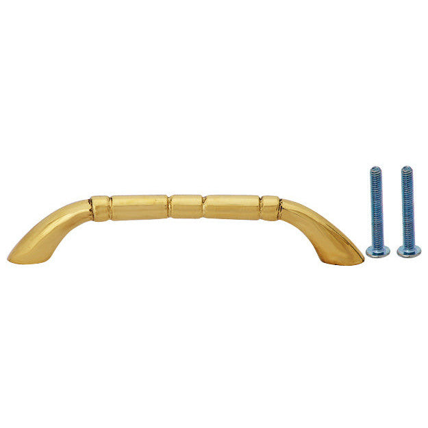 4 3/4 Inch Overall (4 Inch c-c) Solid Brass Traditional Pull (Polished Brass Finish) COPPER MOUNTAIN HARDWARE